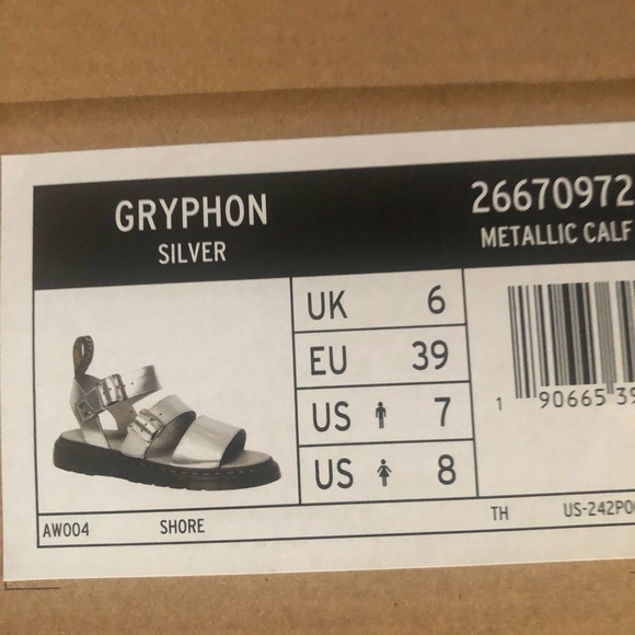 DR MARTENS Gryphon Metallic Leather Gladiator Sandals - Picture 5 of 11